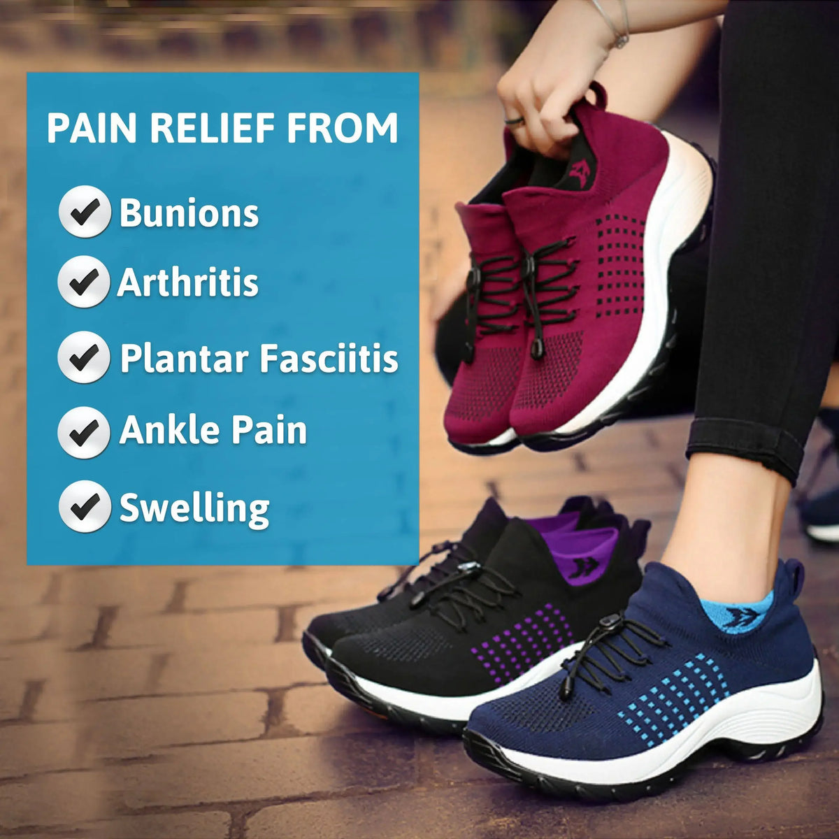 Ergonomic Pain Relief Footwear Fall Large Size Shoes Women Thick-soled Swing Sneaker Sock Mother Shoes Flying Knitting Comfy Fit