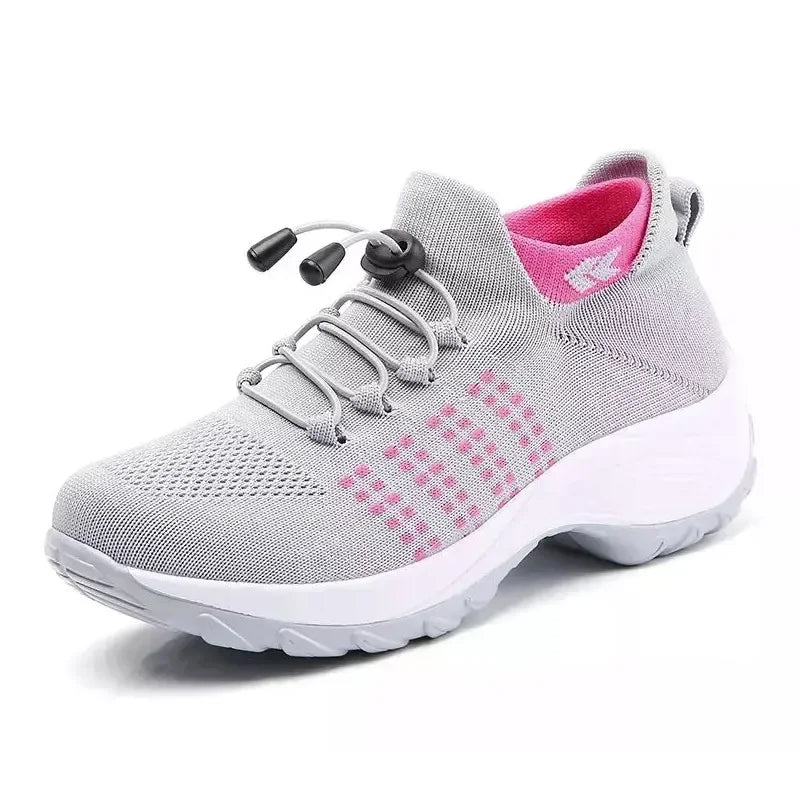 Ergonomic Pain Relief Footwear Fall Large Size Shoes Women Thick-soled Swing Sneaker Sock Mother Shoes Flying Knitting Comfy Fit