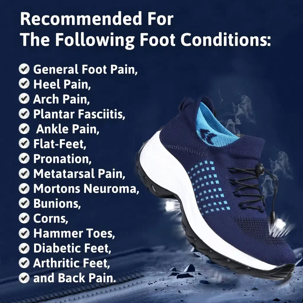 Ergonomic Pain Relief Footwear Fall Large Size Shoes Women Thick-soled Swing Sneaker Sock Mother Shoes Flying Knitting Comfy Fit
